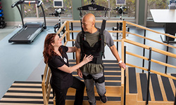 Patient and nurse during physical therapy