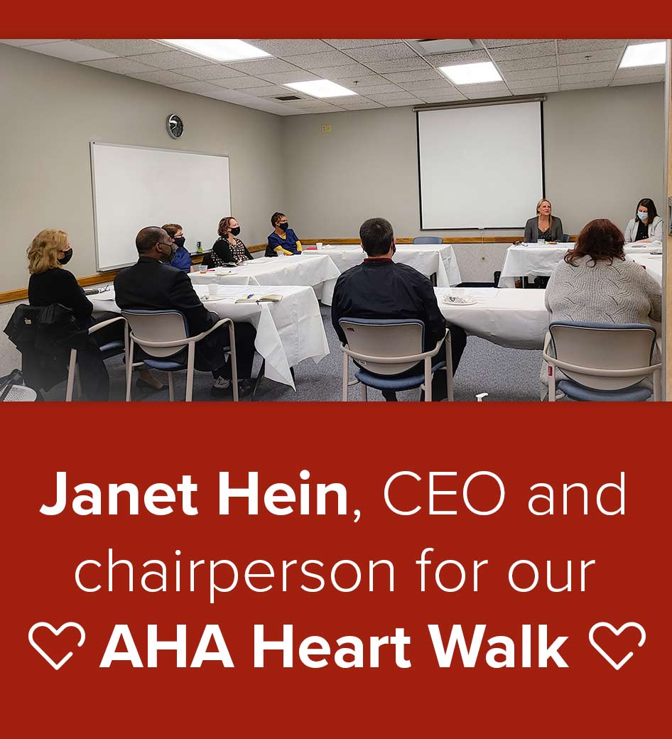 Janet Hein, our CEO and chairperson for our AHA Heart Walk, held a kick-off meeting with Gina Klofft, division director for the AHA.