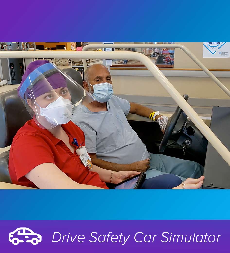 Our therapists utilize the Drive Safety car simulator rehabilitation system to assess and train our stroke patients with sensory, cognitive and motor impairments.