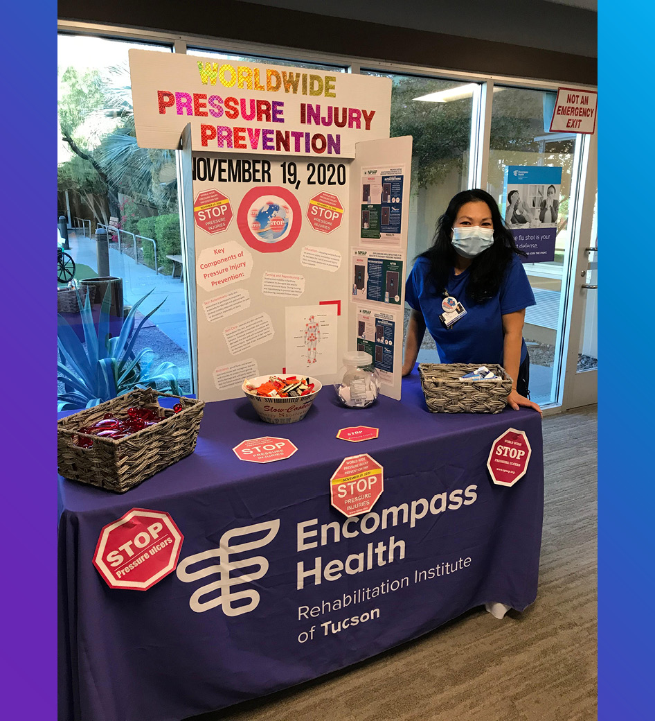 Our awesome wound care nurse, Tess, set up this fun station in the lobby.