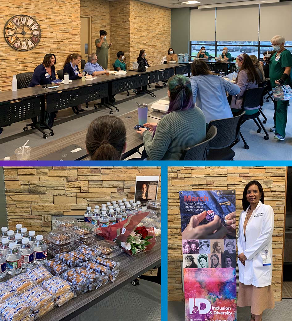 Last month, Encompass Health Richardson’s Diversity and Inclusion committee invited Dr. Tate, our new medical director, to speak on Women’s History/Gender Equality Month, which was in March.