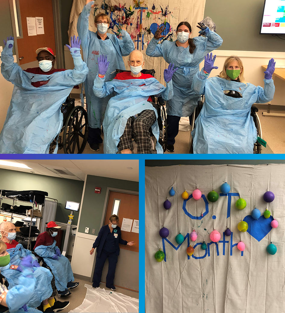 Patients in Murrells Inlet had a blast throwing darts at paint-filled balloons during occupational therapy sessions as part of our celebration of OT month.