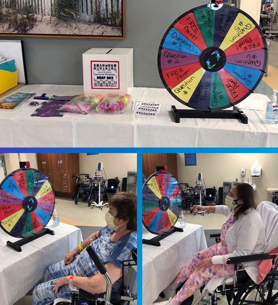 During National Patient Safety Awareness Week, our patients had the chance to spin a “Wheel of Safety” to answer safety related trivia questions and earn points toward their Battle of the Board team, another patient competition that ran all week.